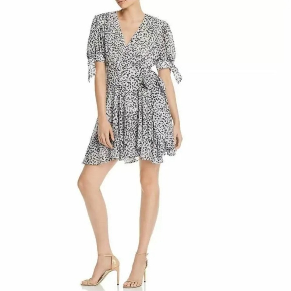 C/Meo Collective Apparent Leopard Print Wrap Dress Ivory Painted Spot S